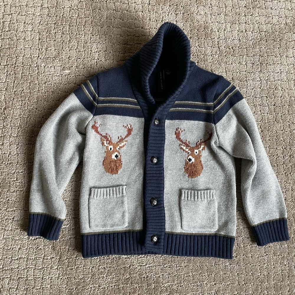 Janie and Jack Cozy Deer Knit Cardigan